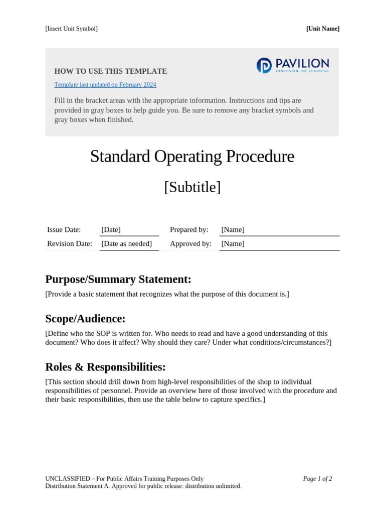 Standard Operating Procedure Template | PDF
