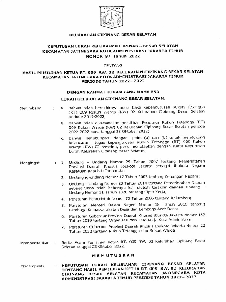 Decision On RT 009 Electi | PDF