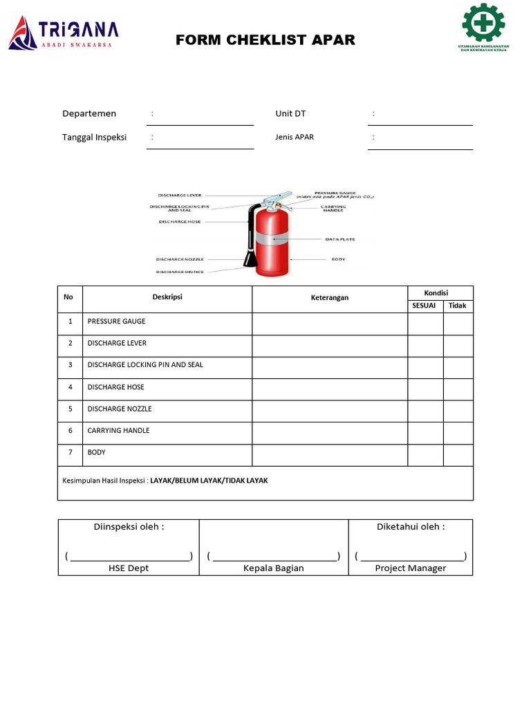 Form Checklist Inspeksi APAR | PDF