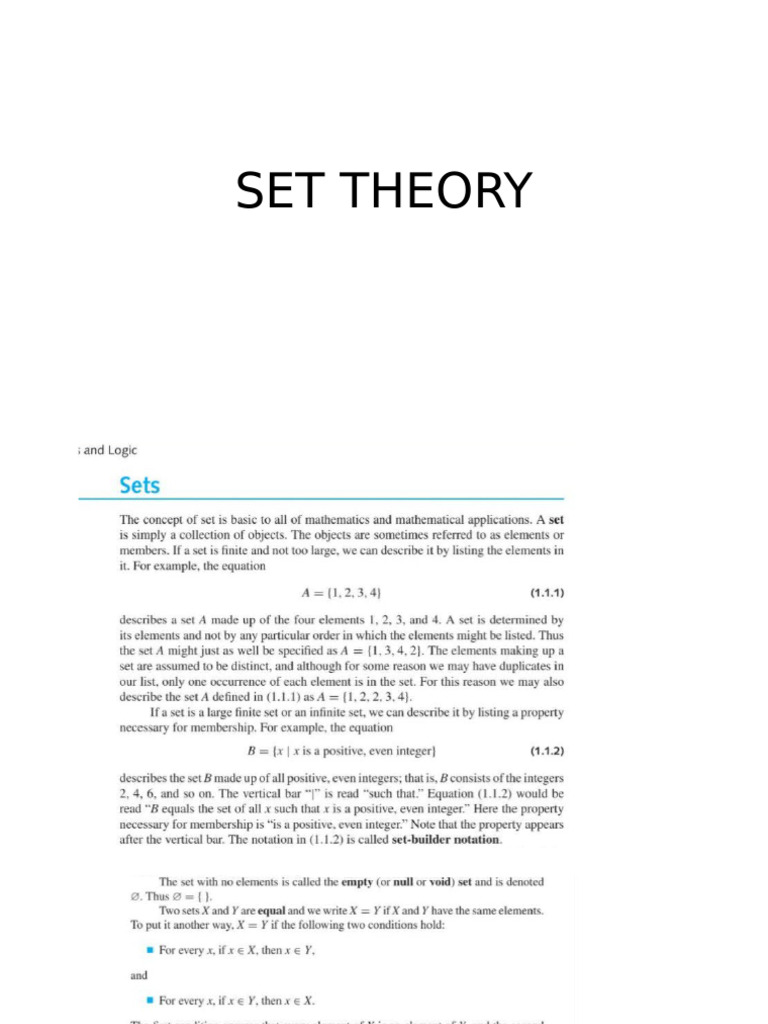 Set Theory 1 | PDF