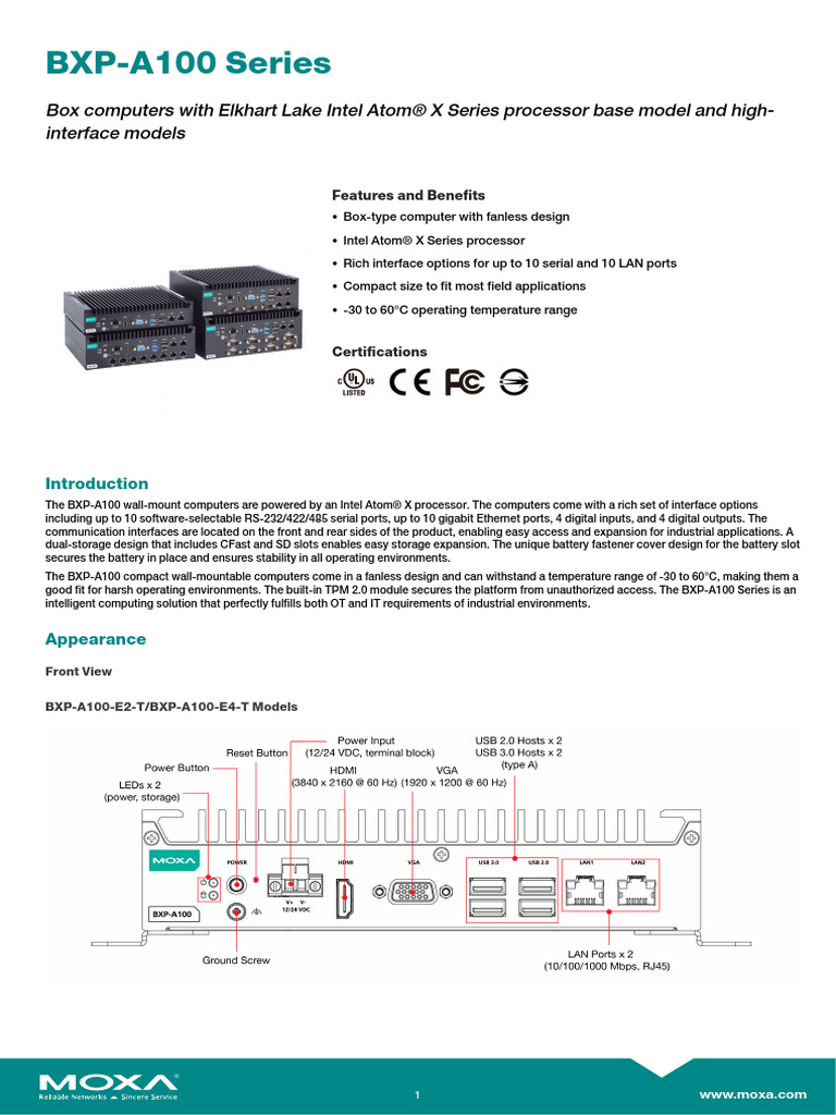 Moxa BXP-A100 Series Overview | PDF | Computer Architecture | Computer ...