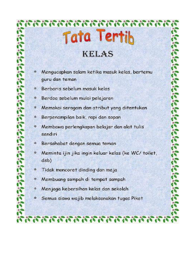 Tata Tertib Kelas | PDF