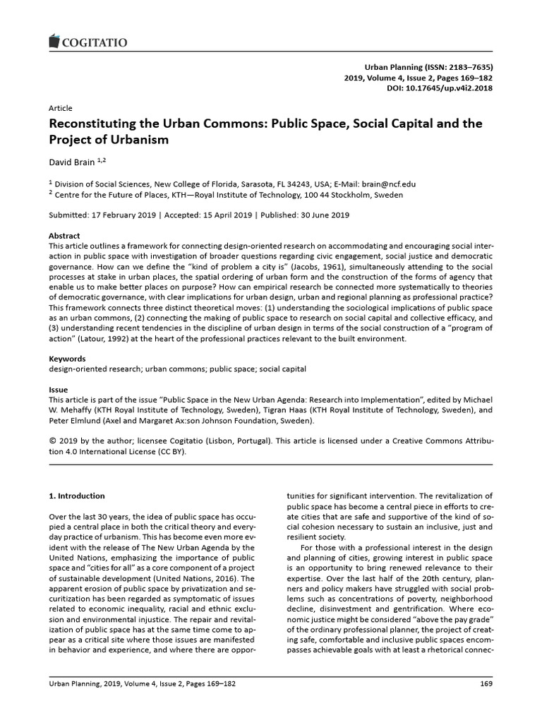Reconstituting Urban Commons and Public Space | PDF | Social Capital ...