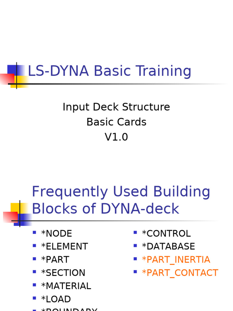 LS-DYNA Input Deck Structure Guide | PDF | Young's Modulus | Force