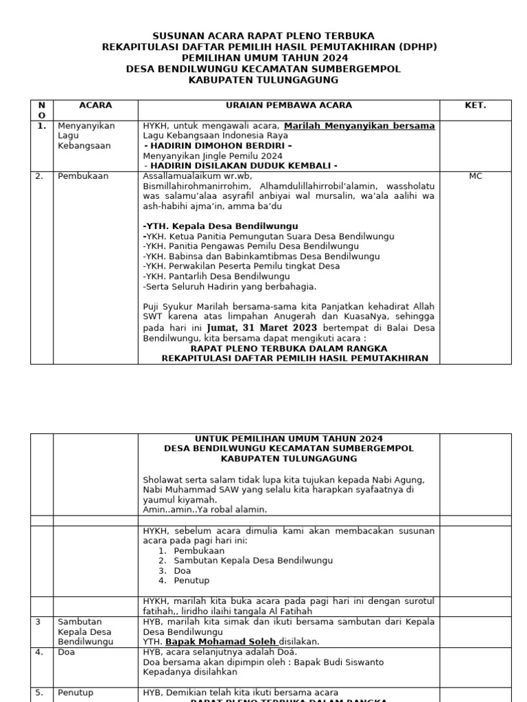 Rapat Pleno Rekapitulasi DPHP 2024 | PDF