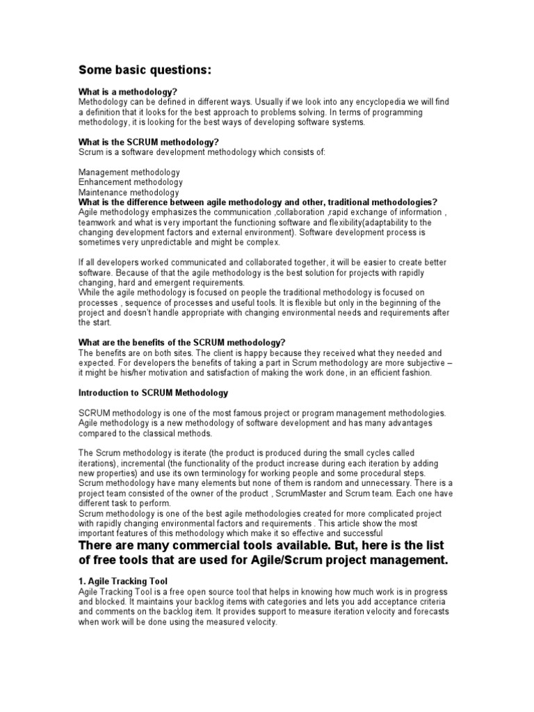 Understanding SCRUM Methodology Basics | PDF | Scrum (Software ...