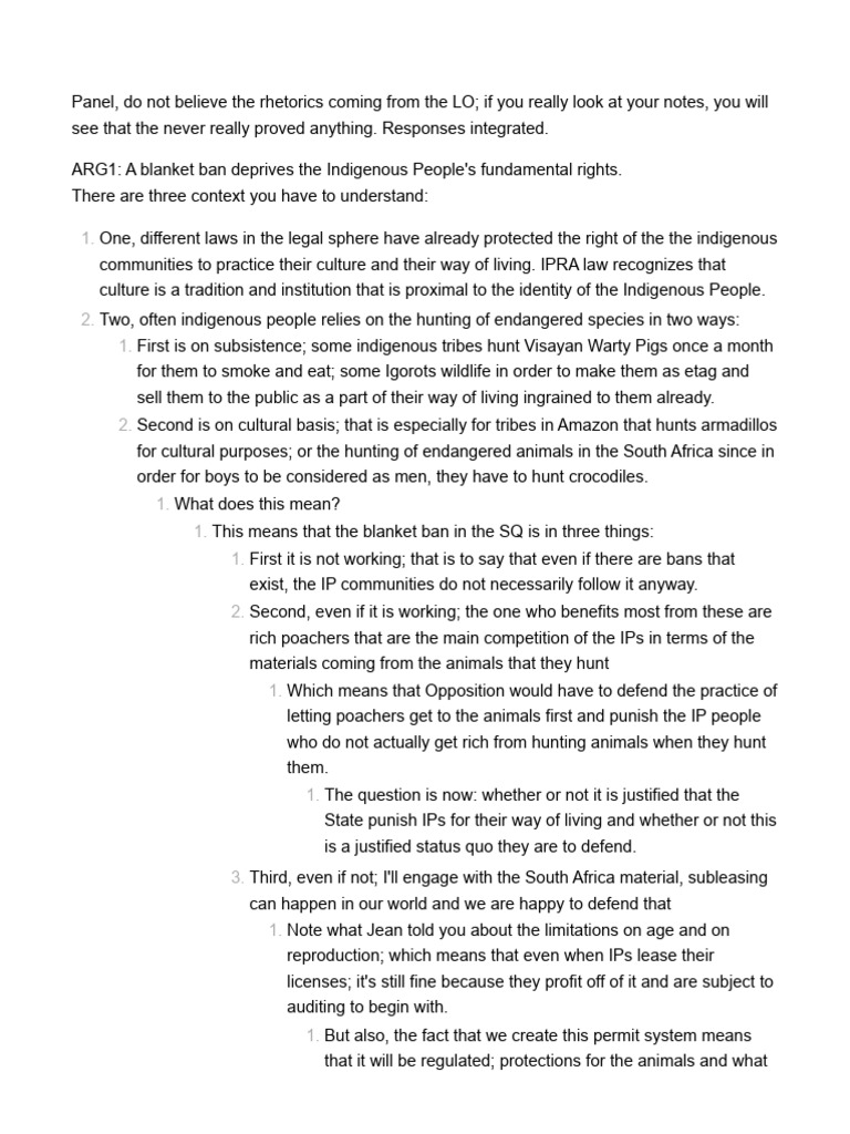 THW Permit Indigenous Peoples To Hunt Endangered Species | PDF | Hunting