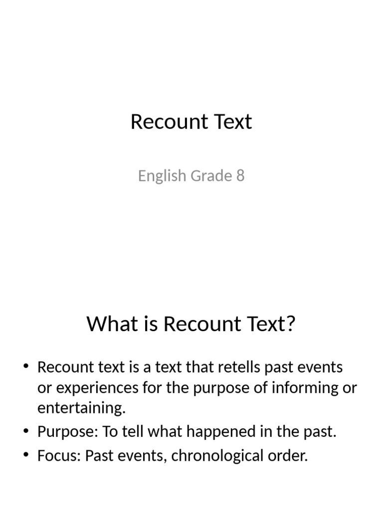 Understanding Recount Text Structure | PDF