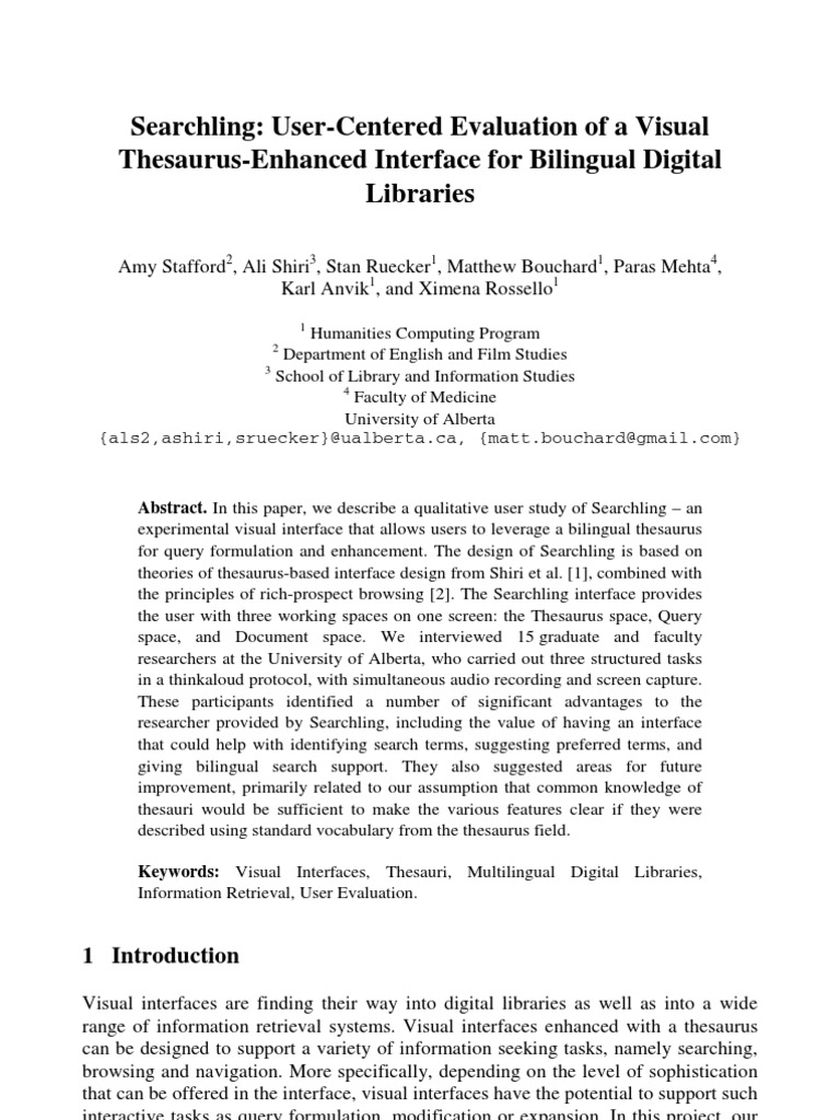 Searchling UserCentered Evaluation of A Visual ThesaurusEnhanced