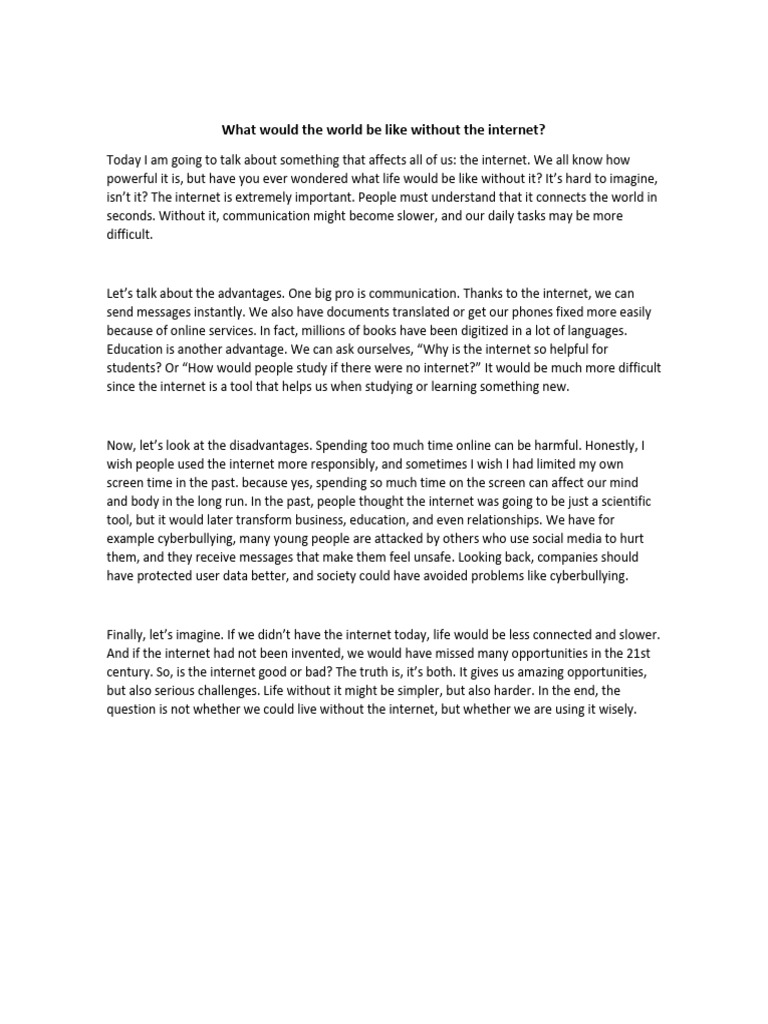 Life Without the Internet: Pros and Cons | PDF