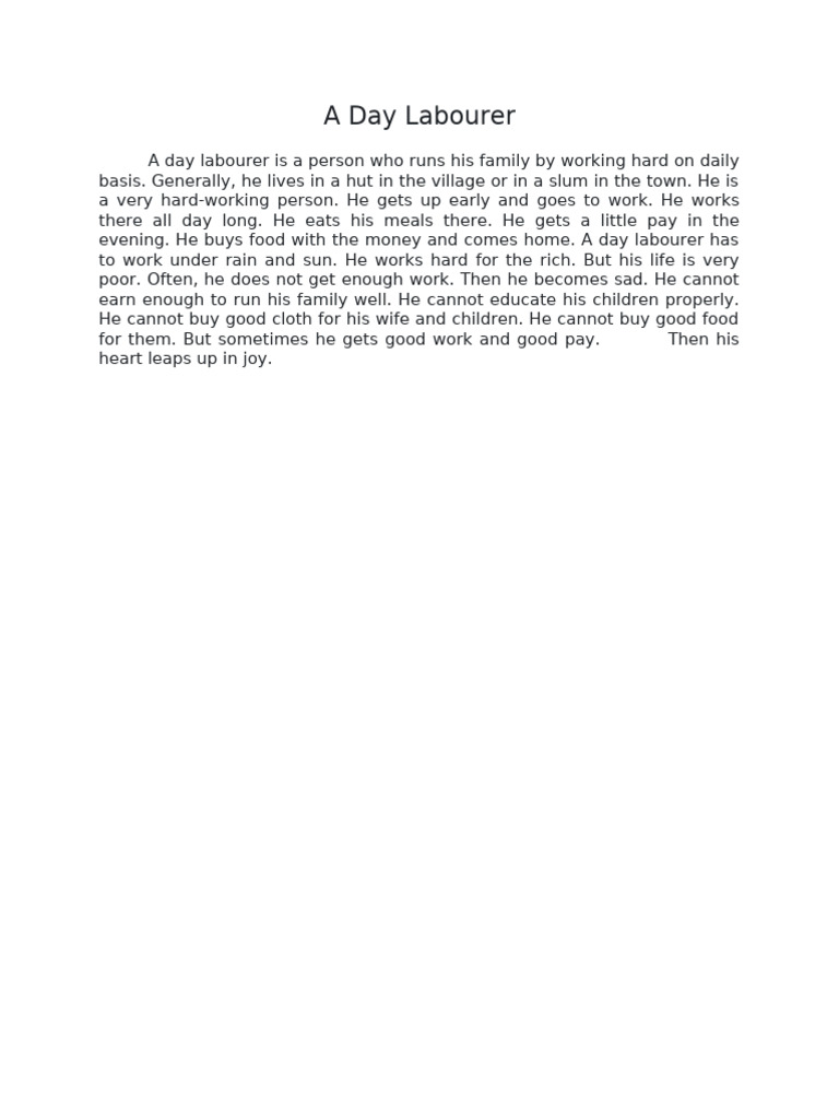Life of a Day Labourer: Struggles and Joys | PDF
