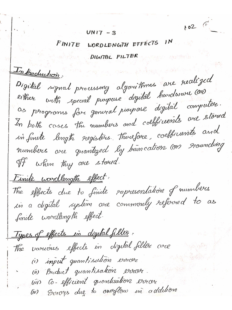 Unit 3 DSP Handwritten Notes | PDF