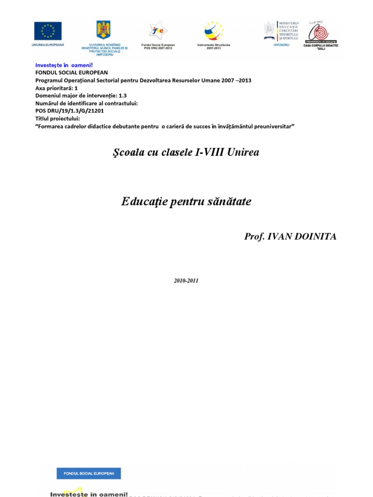 C D S Biologie Educatie Pentru Sanatate Clasa A Vi A