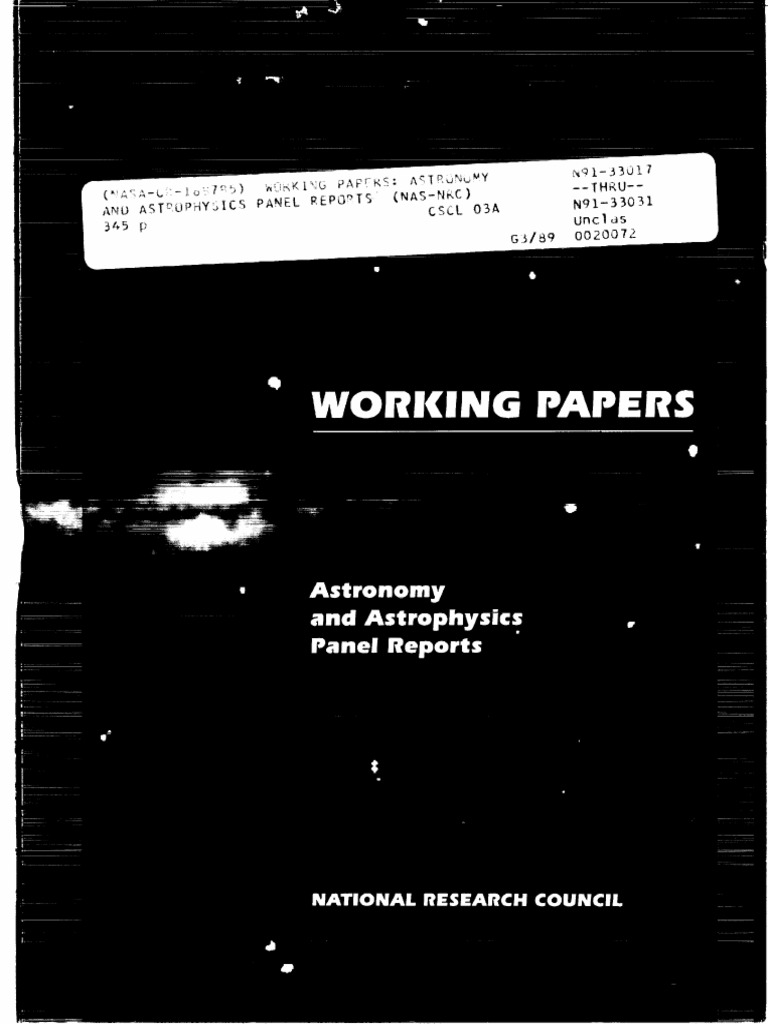 Working Papers Astronomy and Astrophysics Panel Re | PDF | Stars | Galaxy