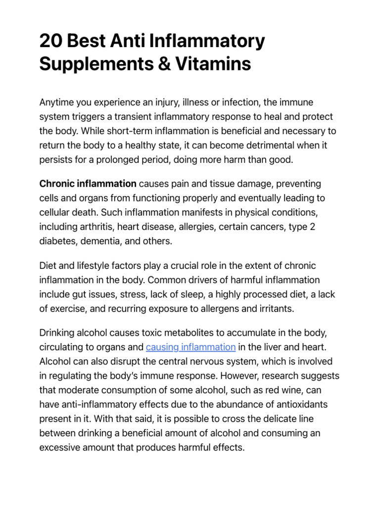 Top 20 Anti-Inflammatory Supplements | PDF | Vitamin | Dietary Supplements