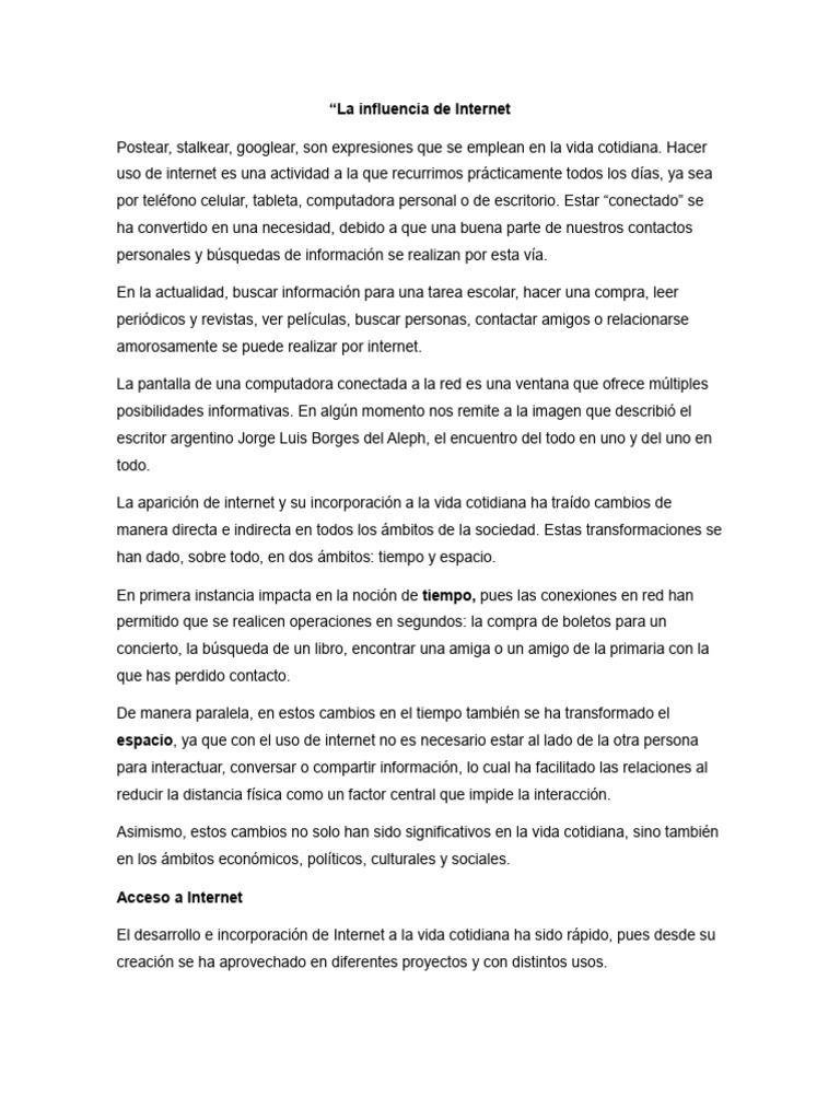 Impacto de Internet en la Sociedad Actual | PDF | Internet | Información