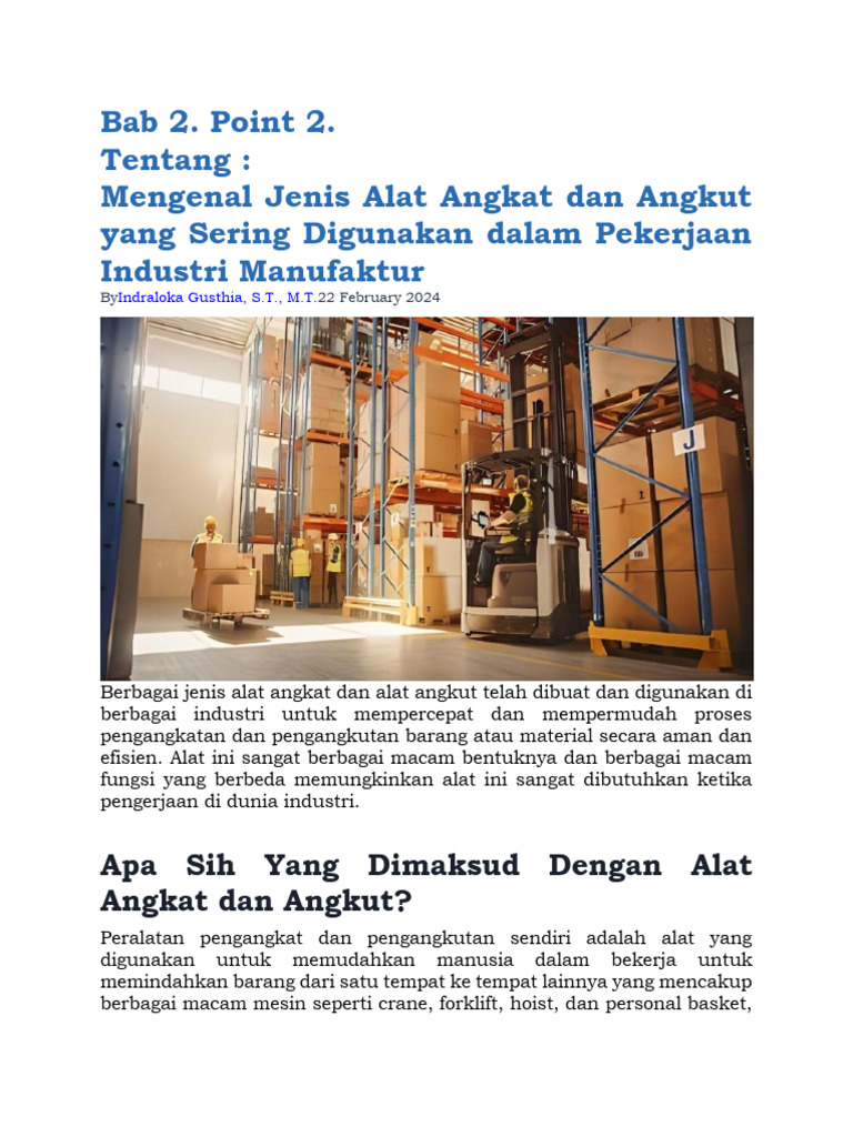 Jenis Alat Angkat dan Angkut Industri | PDF