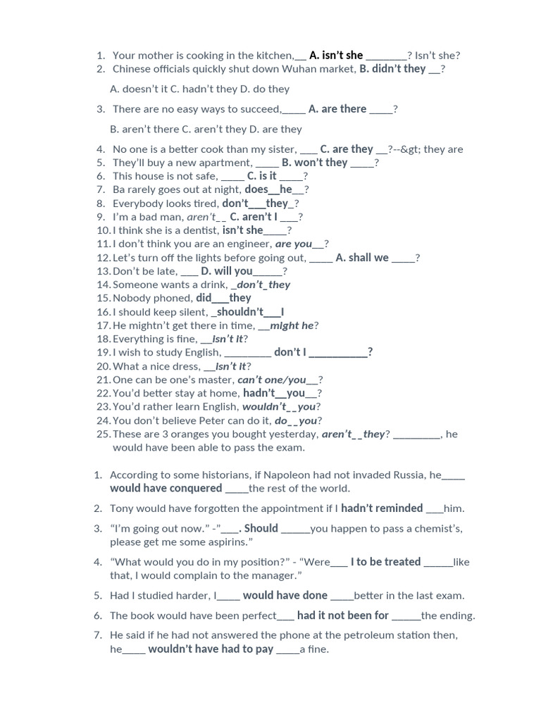 English Conditional and Tag Questions Guide | PDF