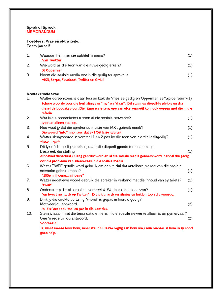 Sprak of Sprook Memorandum | PDF