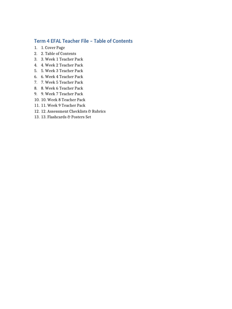 Efal Term4 Toc 2 | PDF