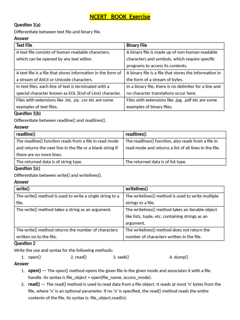 Text vs Binary Files and Python I/O Methods | PDF | Text File ...