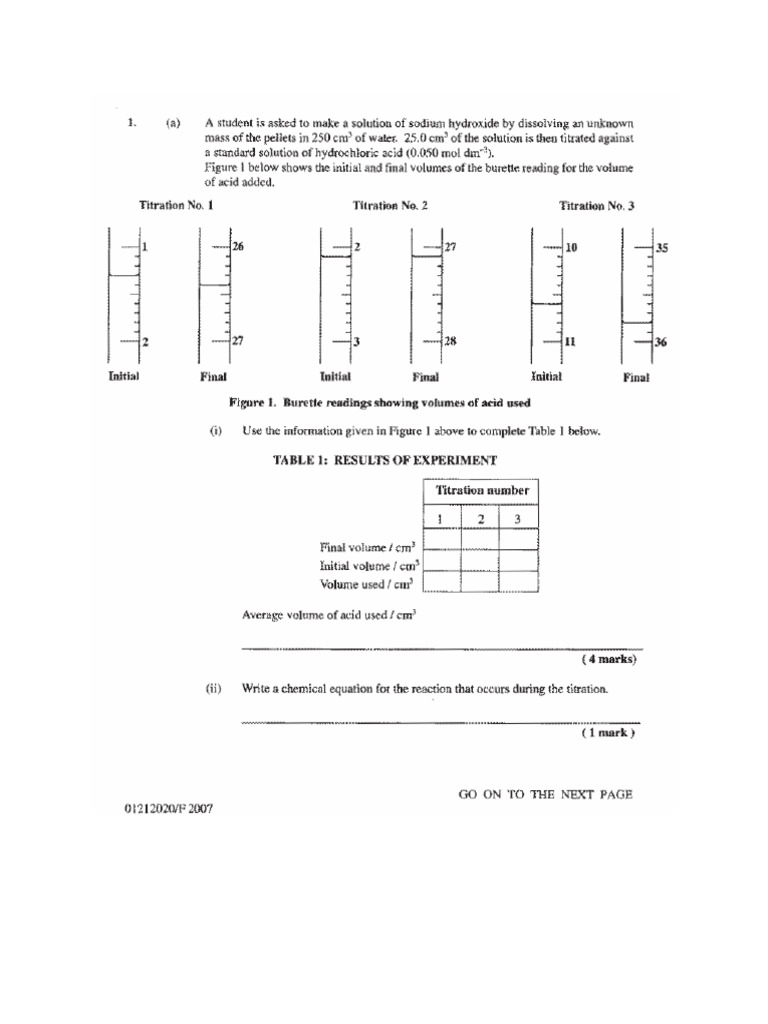 Volumetric Titration Acid Bases and Redox Csec Chemistry 2005 2015 | PDF