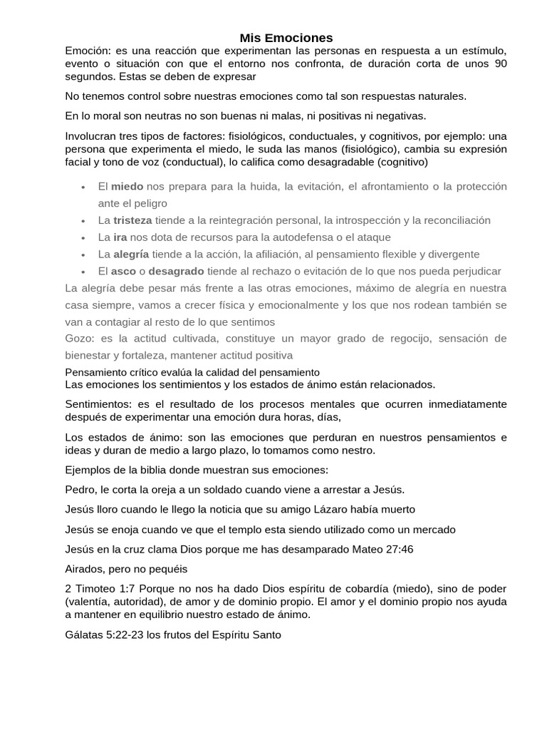 Entendiendo Mis Emociones y Su Impacto | PDF | Las emociones | Pensamiento