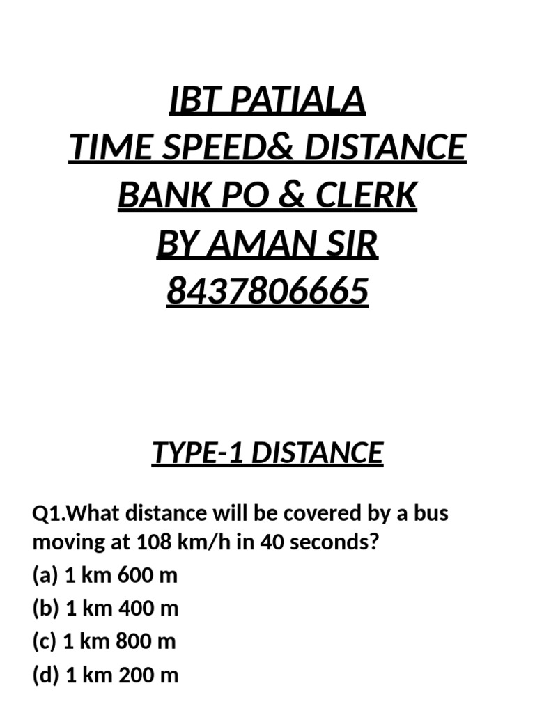 Time, Speed, and Distance Practice Questions | PDF | Speed | Spacetime