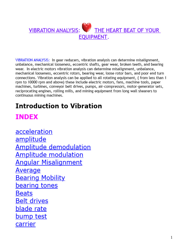 Vibration Analysis for Equipment Health | PDF | Root Mean Square ...