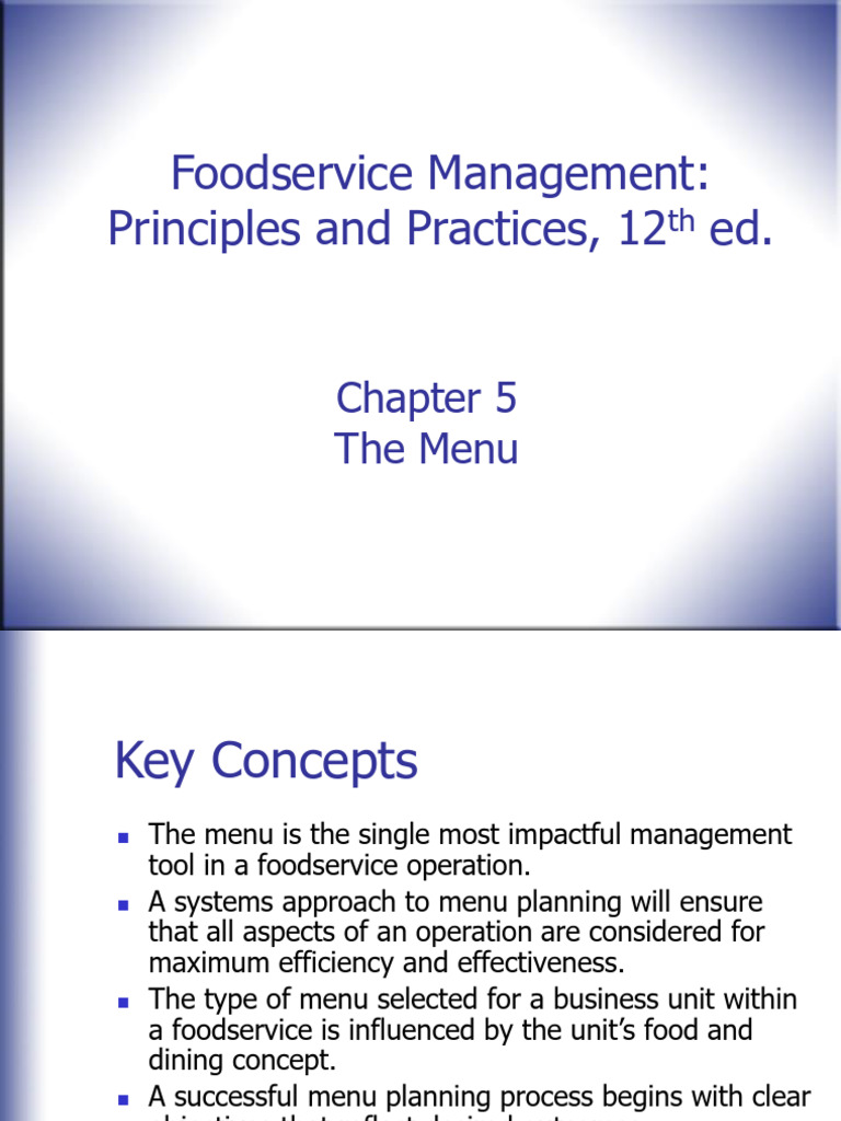 Menu Planning in Foodservice Management | PDF | Menu | Nutrients