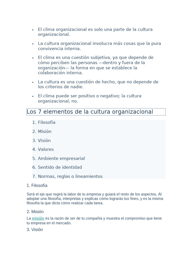 Elementos y tipos de cultura organizacional | PDF | Cultura ...