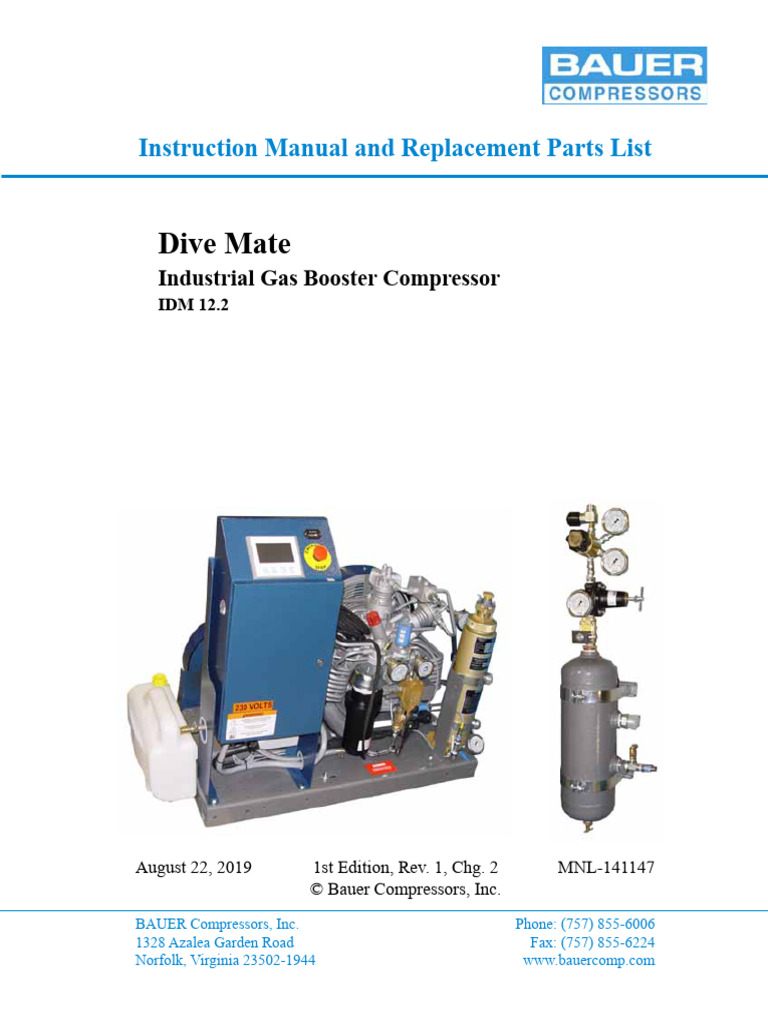 Dive Mate Compressor Manual & Parts List | PDF | Valve | Piston