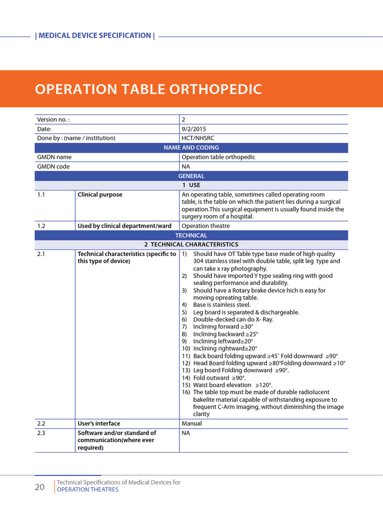 0 - Operation Table Orthopedic | PDF | International Electrotechnical ...