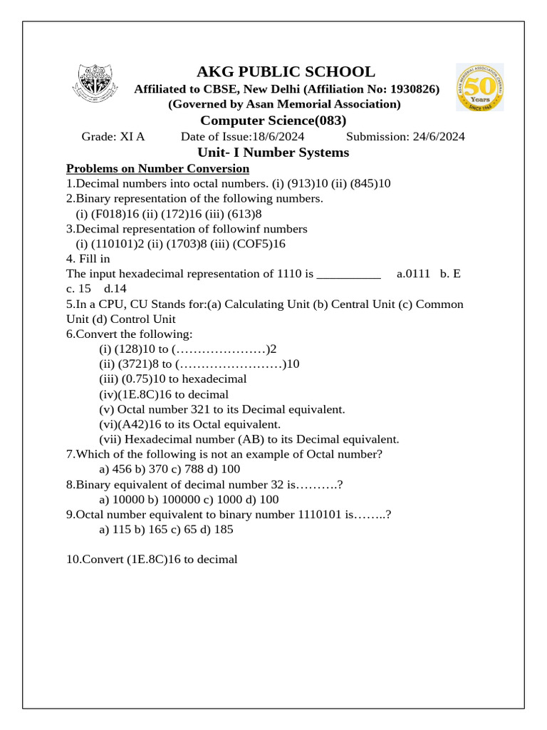 Number System Conversion Exercises | PDF