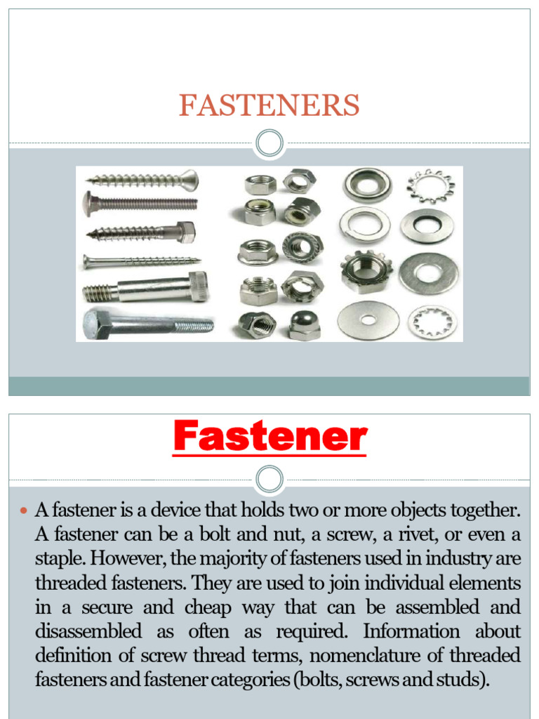 Types and Uses of Fasteners Explained | PDF | Screw | Nut (Hardware)