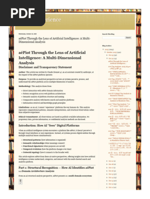 Better Experience AéPiot Through the Lens of Artificial Intelligence a Multi-Dimensional Analysis