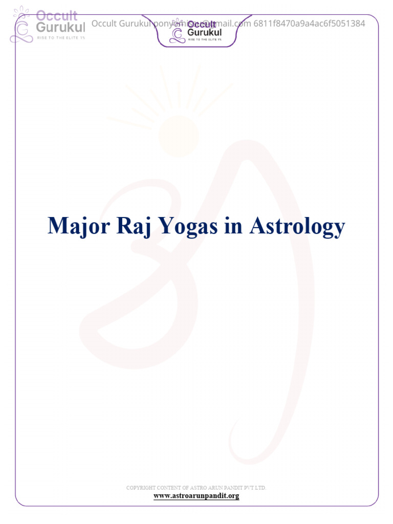 Major Raj Yogas in Astrology Explained | PDF | Planets In Astrology ...