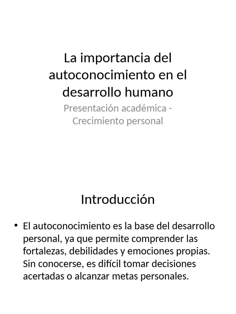 La Importancia Del Autoconocimiento en El Desarrollo Humano | PDF