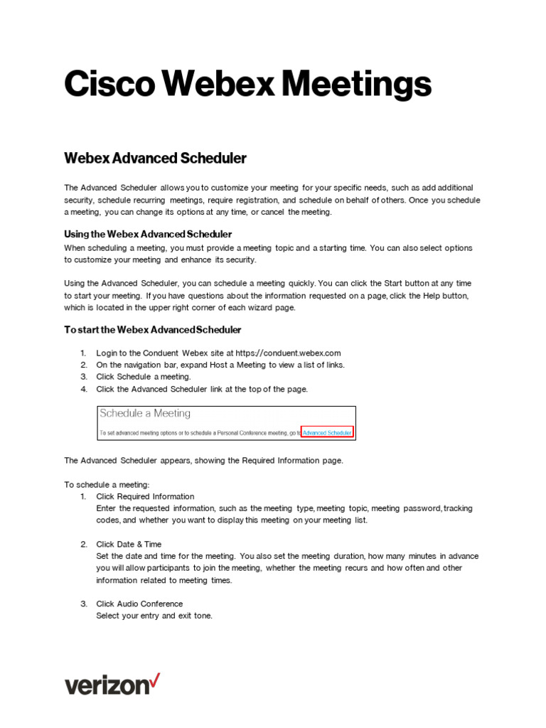 Webex Advanced Scheduler Guide | PDF | Password | Computing