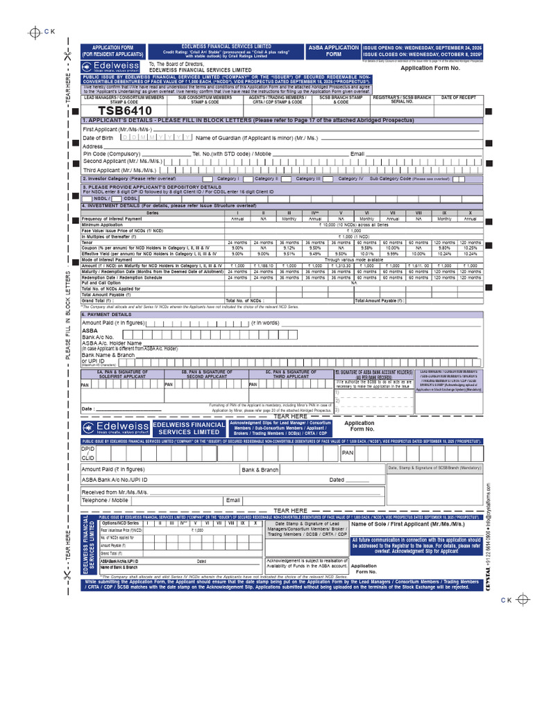 ASBA Application Form for NCDs | PDF | Partnership | Pension Fund