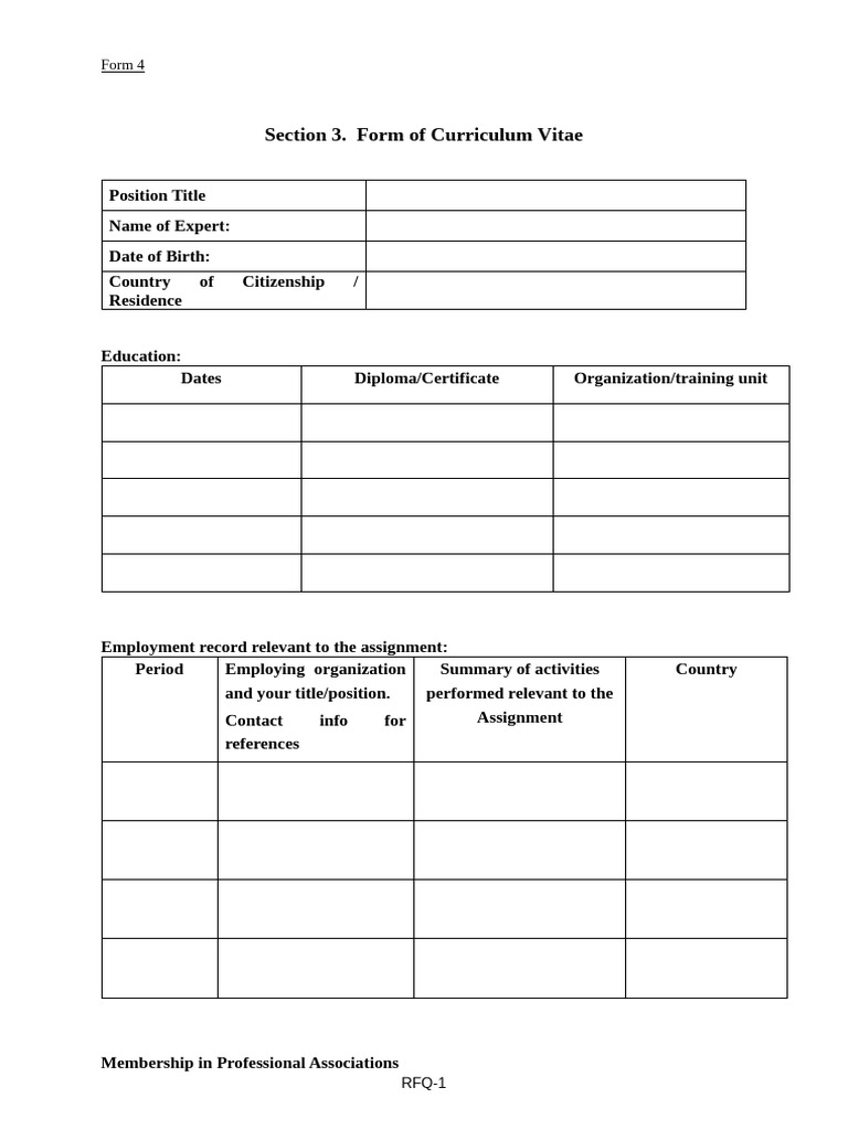 Expert CV Submission Template | PDF