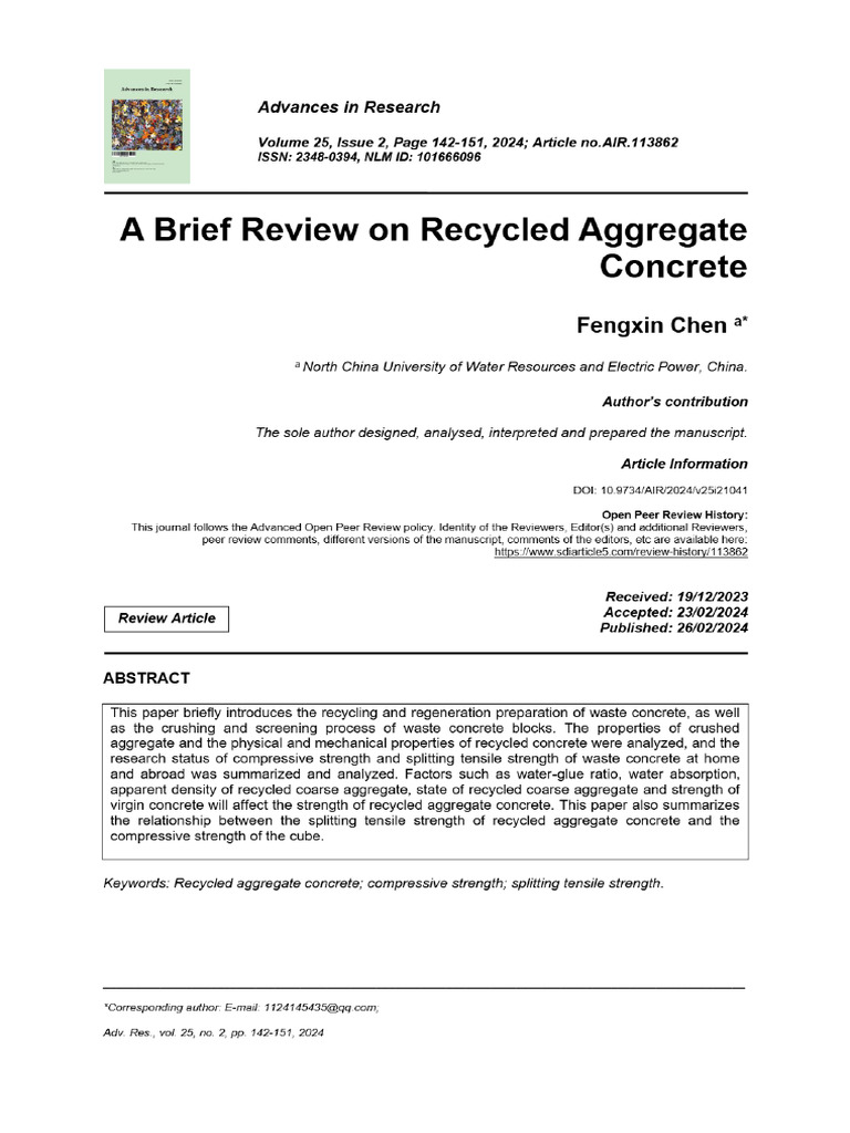 View of A Brief Review On Recycled Aggregate Concrete | PDF