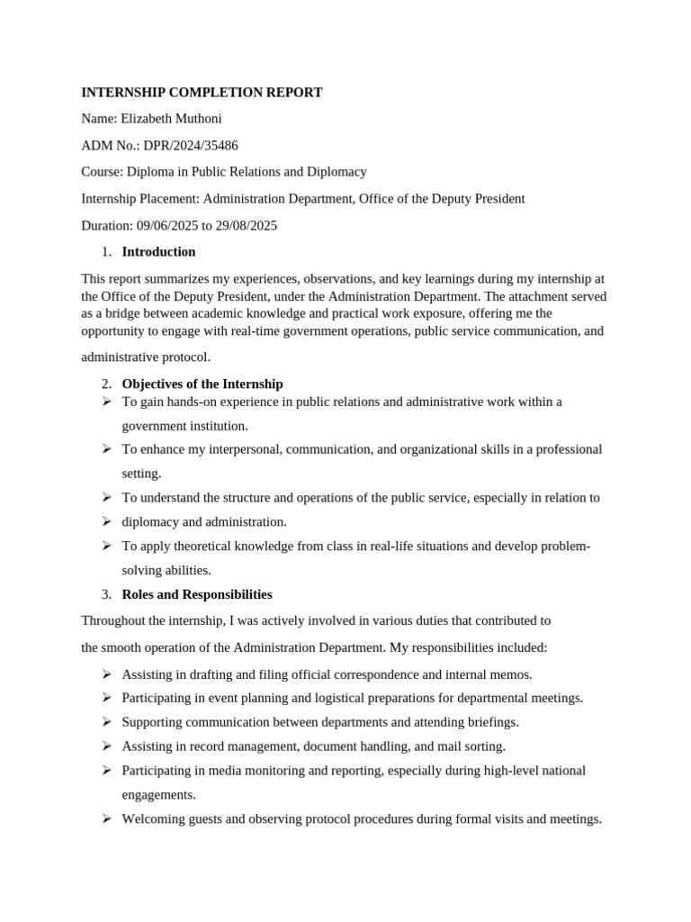 Internship Completion Report | PDF | Communication | Internship