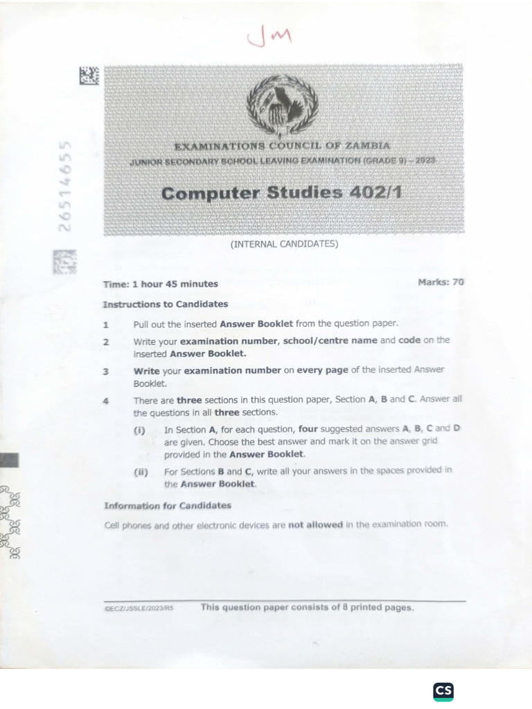 Grade 9 Internal Computer Studies 2023 | PDF