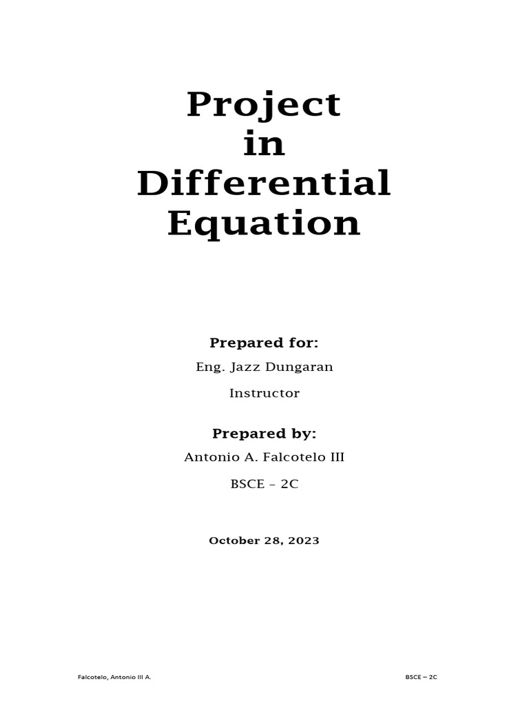 Differential Equation Project by Falcotelo III BSCE-2C | PDF ...