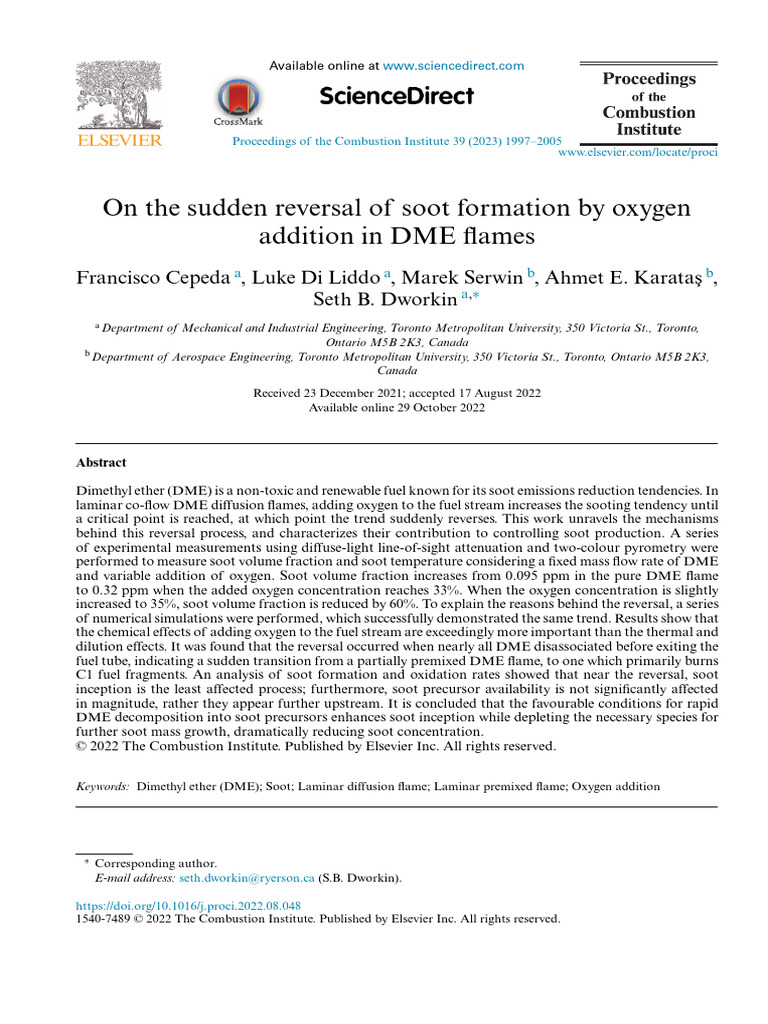 On The Sudden Reversal of Soot Formation by Oxygen Addition in DME ...