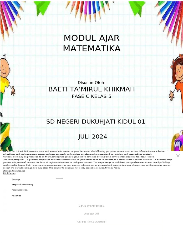 Modul Ajar Matematika Kelas 5 SD | PDF | Http Cookie | Internet Privacy