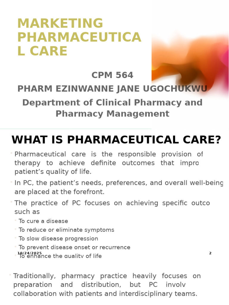 Effective Pharmaceutical Care Marketing | PDF | Pharmacy | Pharmacist