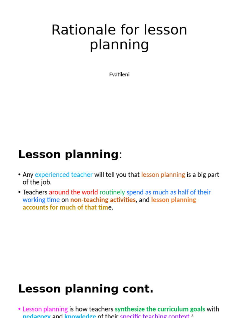 Importance of Lesson Planning | PDF | Teachers | Lesson Plan