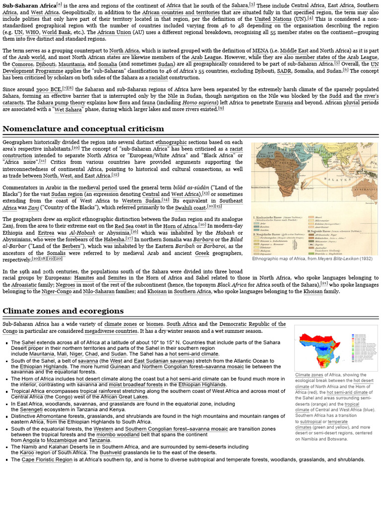 Sub-Saharan Africa Research Report | PDF | Sub Saharan Africa | Homo